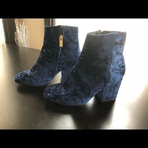 ASOS Blue velvet booties